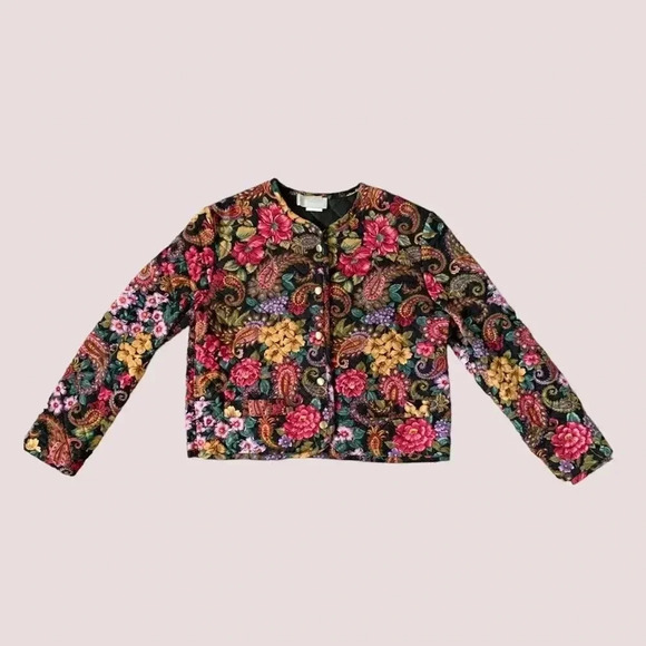 Vintage floral quilt jacket cardigan - Picture 1 of 10
